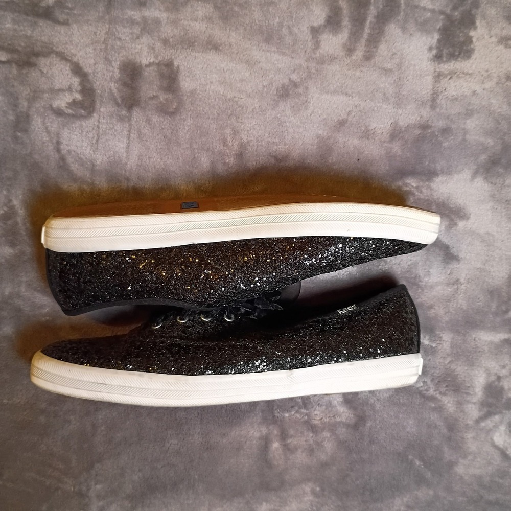 Keds Triple Kick Black Glitter Ribbon Lace Sneakers WF66850 Womens 9 Softerra